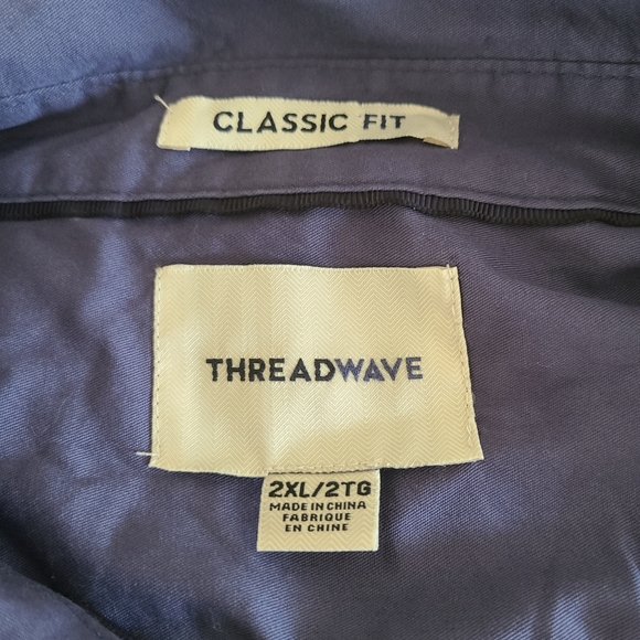 THREAD WAVE Men's Short Sleeve Button-Down Classic-Fit Shirt Blue Size 2XL - Picture 7 of 7